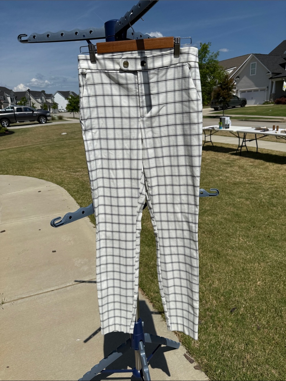 INC International Concepts Black and White Plaid Trousers